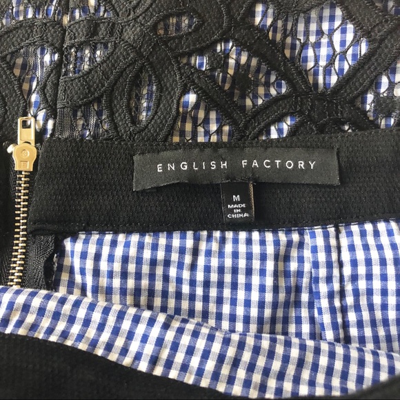 English Factory Gingham and Black Crochet Skirt - Picture 4 of 6